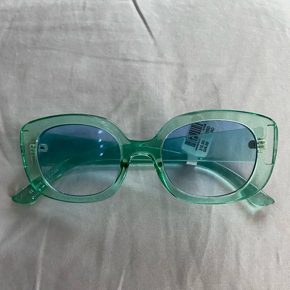 Mila Translucent Rectangle Sunglasses Blue - Picture 2 of 4